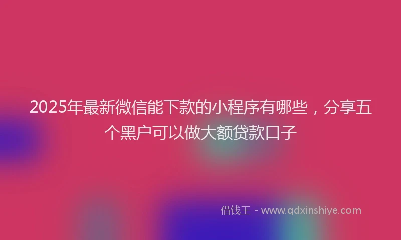 2025年最新微信能下款的小程序有哪些，分享五个黑户可以做大额贷款口子