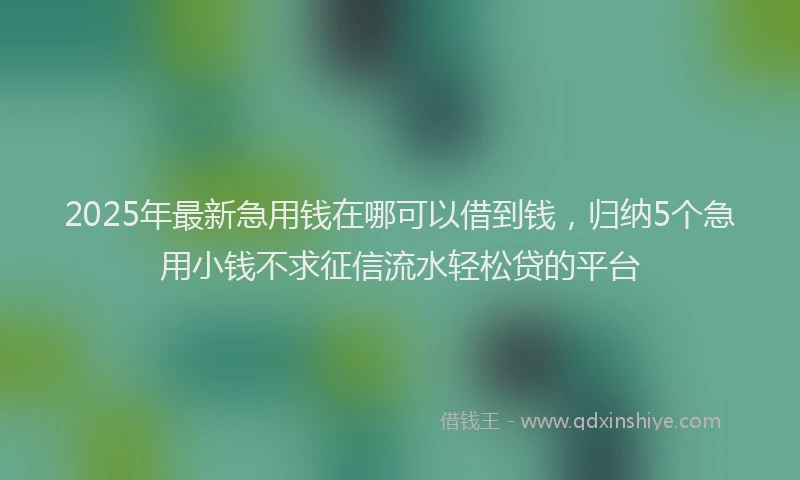 2025年最新急用钱在哪可以借到钱，归纳5个急用小钱不求征信流水轻松贷的平台