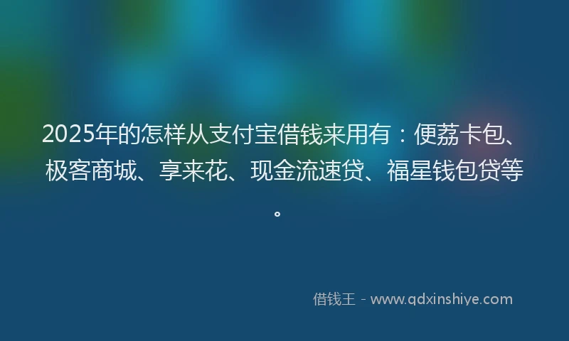 2025年的怎样从支付宝借钱来用有：便荔卡包、极客商城、享来花、现金流速贷、福星钱包贷等。