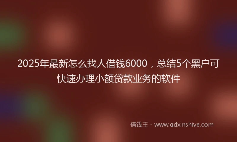2025年最新怎么找人借钱6000，总结5个黑户可快速办理小额贷款业务的软件