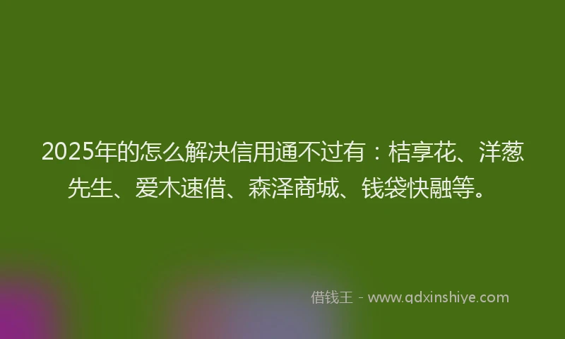 2025年的怎么解决信用通不过有：桔享花、洋葱先生、爱木速借、森泽商城、钱袋快融等。