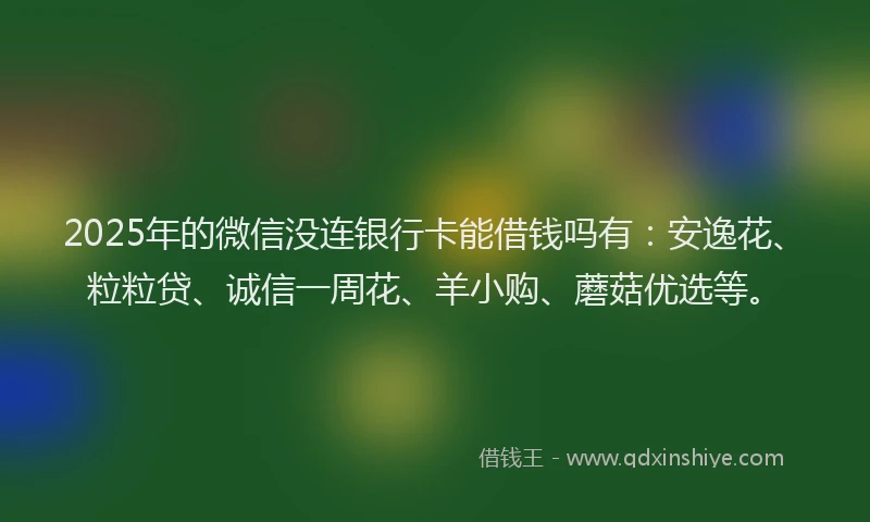 2025年的微信没连银行卡能借钱吗有：安逸花、粒粒贷、诚信一周花、羊小购、蘑菇优选等。
