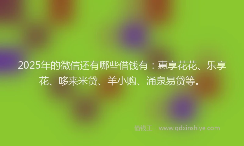 2025年的微信还有哪些借钱有：惠享花花、乐享花、哆来米贷、羊小购、涌泉易贷等。