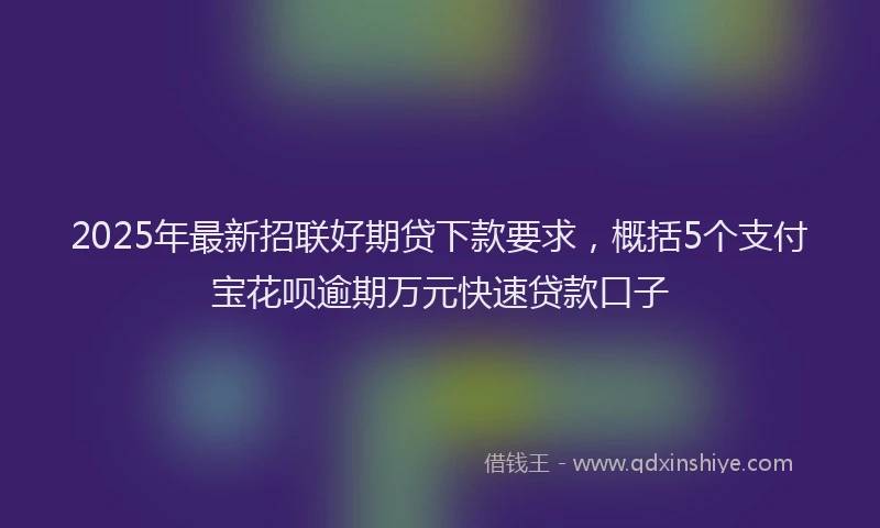 2025年最新招联好期贷下款要求，概括5个支付宝花呗逾期万元快速贷款口子