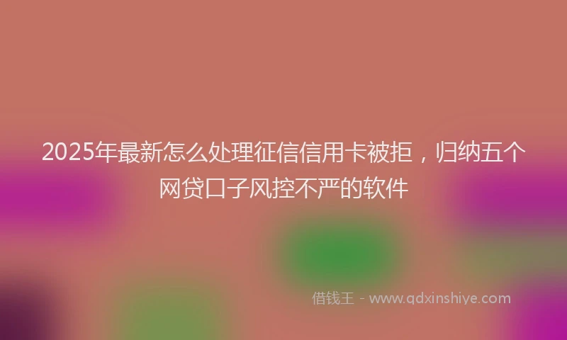2025年最新怎么处理征信信用卡被拒，归纳五个网贷口子风控不严的软件