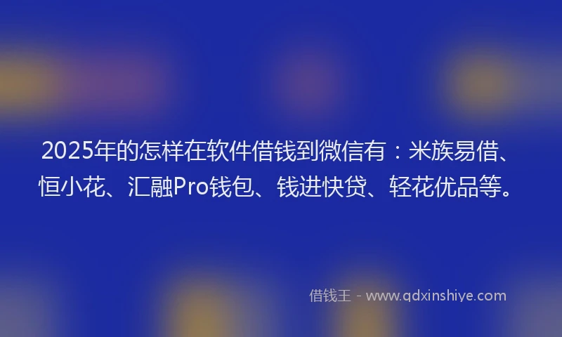 2025年的怎样在软件借钱到微信有：米族易借、恒小花、汇融Pro钱包、钱进快贷、轻花优品等。