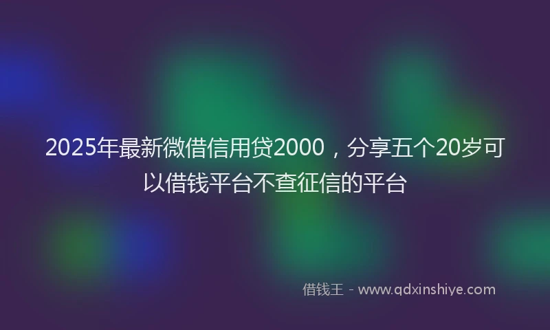 2025年最新微借信用贷2000，分享五个20岁可以借钱平台不查征信的平台