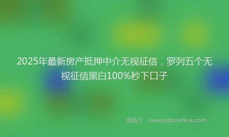 2025年最新房产抵押中介无视征信，罗列五个无视征信黑白100%秒下口子