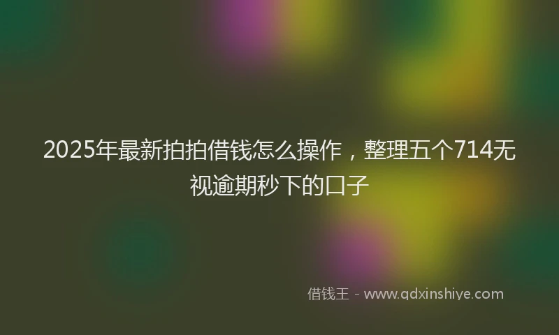 2025年最新拍拍借钱怎么操作，整理五个714无视逾期秒下的口子