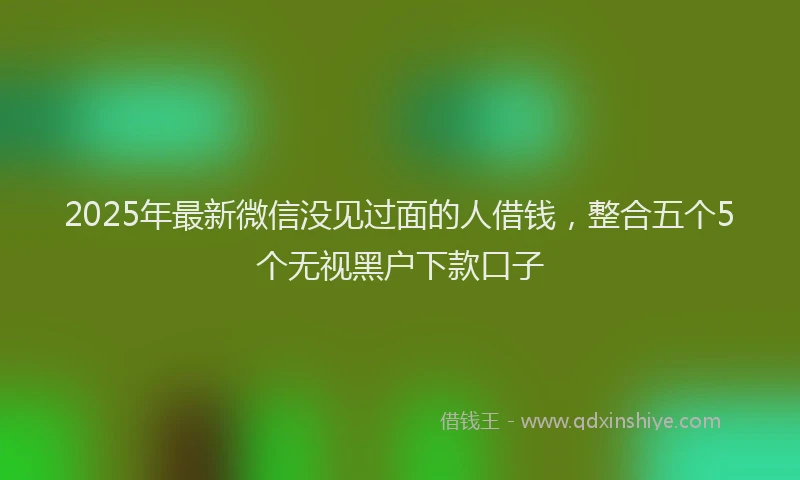 2025年最新微信没见过面的人借钱，整合五个5个无视黑户下款口子