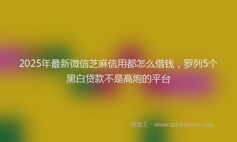 2025年最新微信芝麻信用都怎么借钱，罗列5个黑白贷款不是高炮的平台