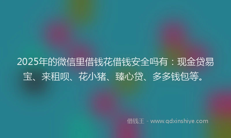 2025年的微信里借钱花借钱安全吗有：现金贷易宝、来租呗、花小猪、臻心贷、多多钱包等。