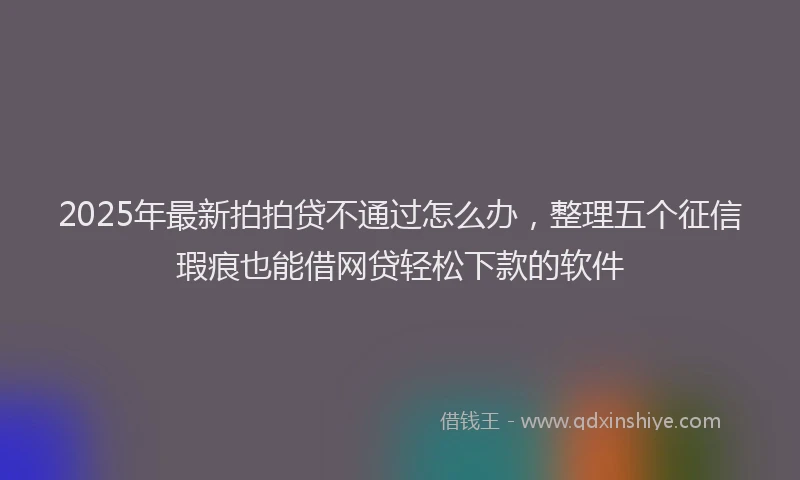 2025年最新拍拍贷不通过怎么办，整理五个征信瑕疵也能借网贷轻松下款的软件