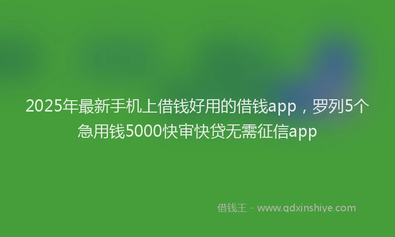 2025年最新手机上借钱好用的借钱app，罗列5个急用钱5000快审快贷无需征信app