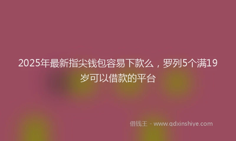 2025年最新指尖钱包容易下款么，罗列5个满19岁可以借款的平台