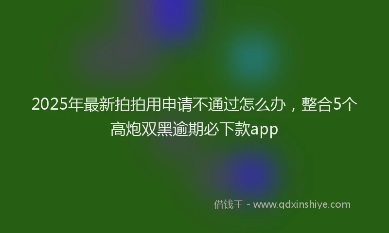 2025年最新拍拍用申请不通过怎么办，整合5个高炮双黑逾期必下款app
