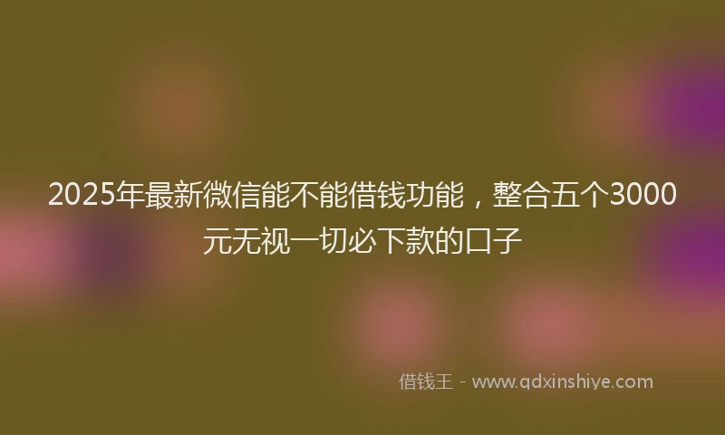 2025年最新微信能不能借钱功能，整合五个3000元无视一切必下款的口子