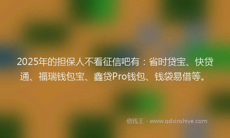 2025年的担保人不看征信吧有：省时贷宝、快贷通、福瑞钱包宝、鑫贷Pro钱包、钱袋易借等。