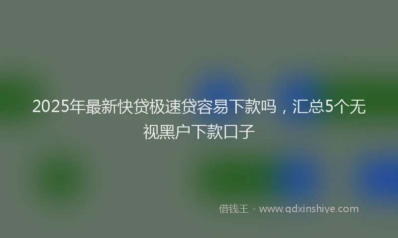 2025年最新快贷极速贷容易下款吗，汇总5个无视黑户下款口子