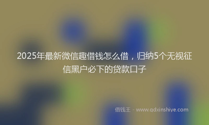 2025年最新微信趣借钱怎么借，归纳5个无视征信黑户必下的贷款口子