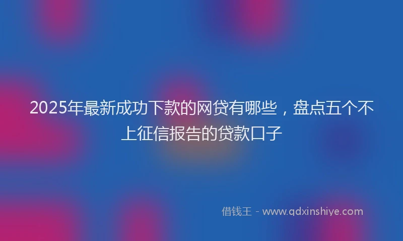 2025年最新成功下款的网贷有哪些，盘点五个不上征信报告的贷款口子