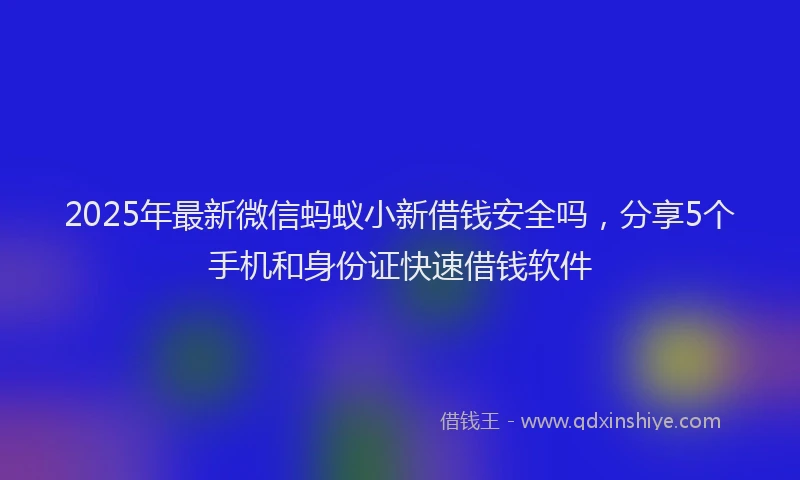 2025年最新微信蚂蚁小新借钱安全吗，分享5个手机和身份证快速借钱软件