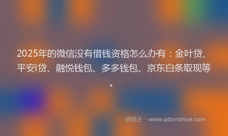 2025年的微信没有借钱资格怎么办有：金叶贷、平安i贷、融悦钱包、多多钱包、京东白条取现等。
