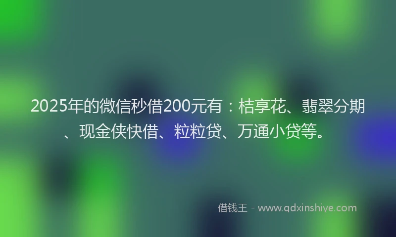 2025年的微信秒借200元有：桔享花、翡翠分期、现金侠快借、粒粒贷、万通小贷等。