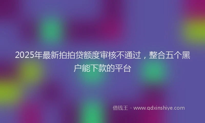 2025年最新拍拍贷额度审核不通过，整合五个黑户能下款的平台
