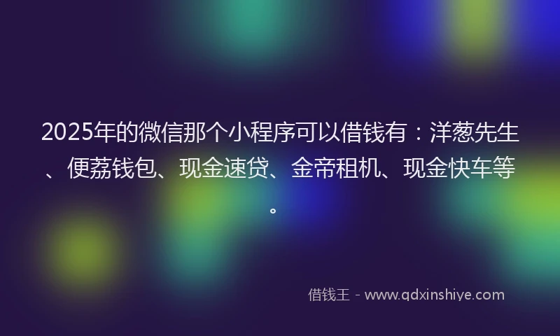 2025年的微信那个小程序可以借钱有：洋葱先生、便荔钱包、现金速贷、金帝租机、现金快车等。