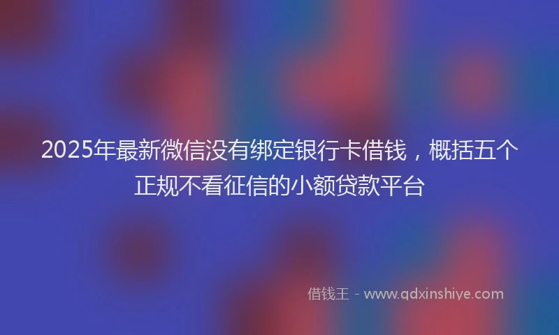 2025年最新微信没有绑定银行卡借钱，概括五个正规不看征信的小额贷款平台