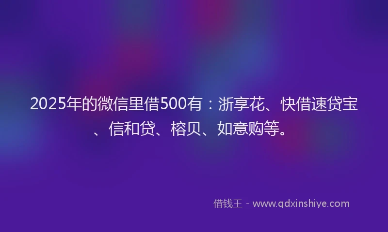 2025年的微信里借500有：浙享花、快借速贷宝、信和贷、榕贝、如意购等。