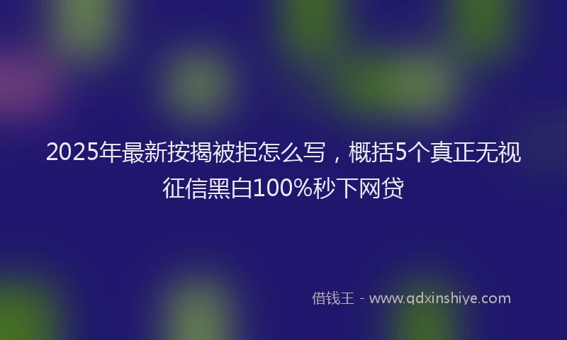 2025年最新按揭被拒怎么写，概括5个真正无视征信黑白100%秒下网贷