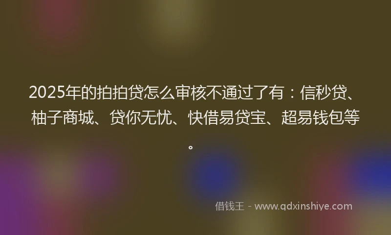2025年的拍拍贷怎么审核不通过了有：信秒贷、柚子商城、贷你无忧、快借易贷宝、超易钱包等。