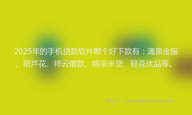 2025年的手机贷款软件哪个好下款有：涌泉金服、葫芦花、祥云借款、哆来米贷、轻花优品等。