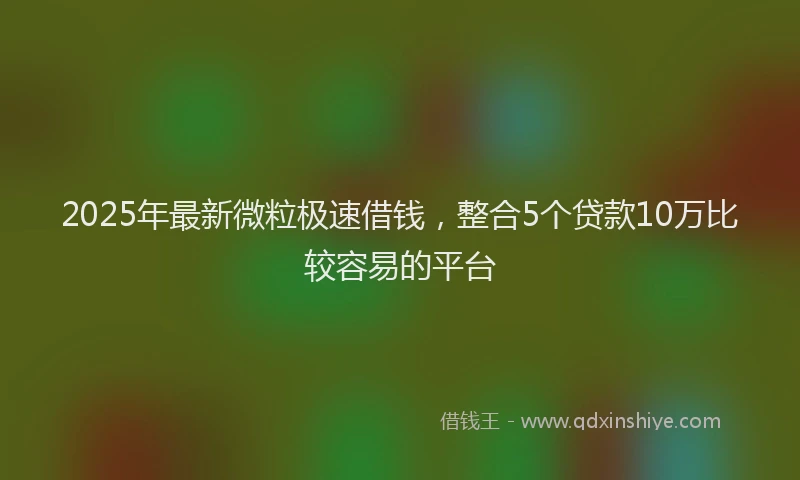 2025年最新微粒极速借钱，整合5个贷款10万比较容易的平台