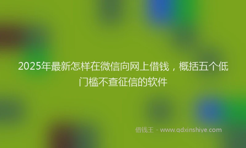 2025年最新怎样在微信向网上借钱，概括五个低门槛不查征信的软件