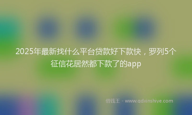 2025年最新找什么平台贷款好下款快，罗列5个征信花居然都下款了的app