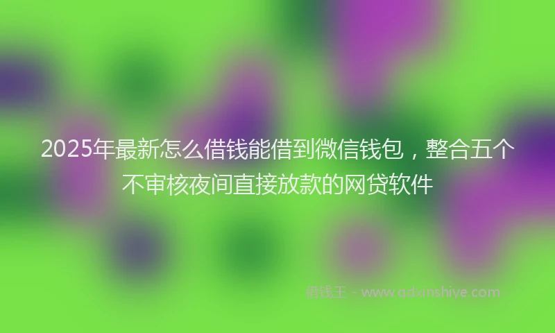 2025年最新怎么借钱能借到微信钱包，整合五个不审核夜间直接放款的网贷软件
