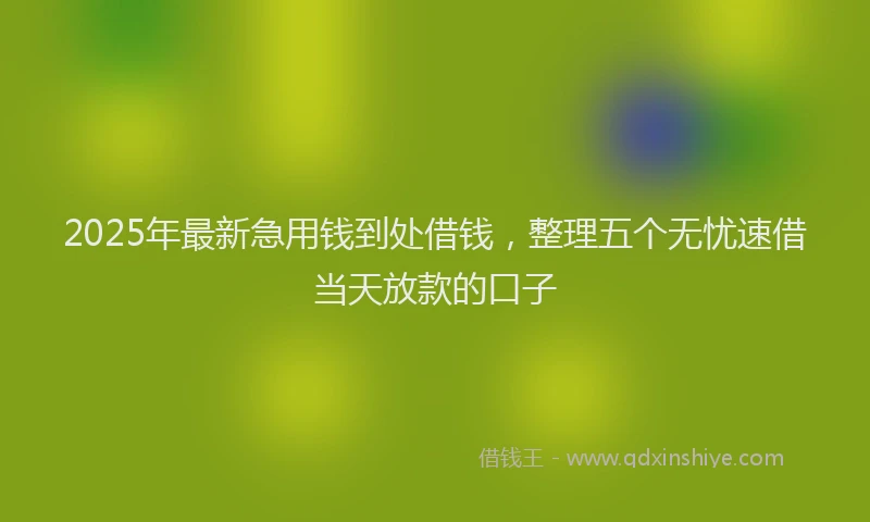 2025年最新急用钱到处借钱，整理五个无忧速借当天放款的口子