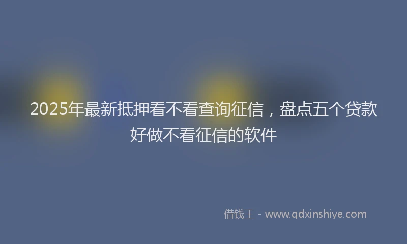 2025年最新抵押看不看查询征信，盘点五个贷款好做不看征信的软件