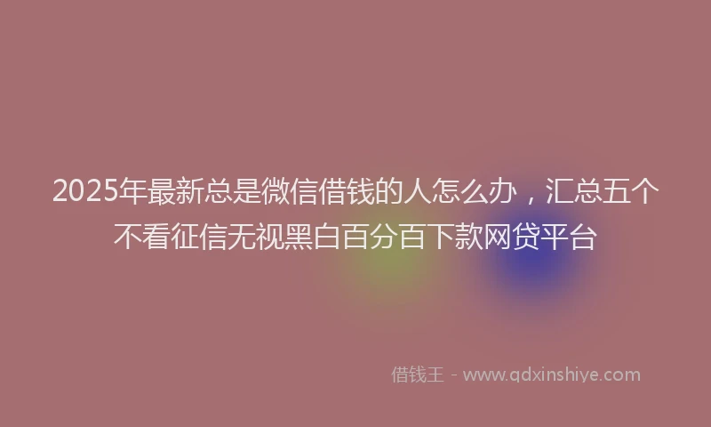 2025年最新总是微信借钱的人怎么办，汇总五个不看征信无视黑白百分百下款网贷平台