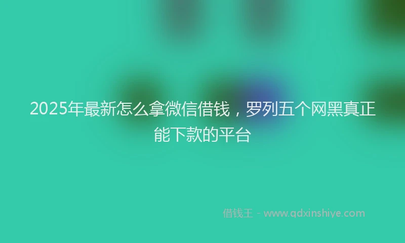2025年最新怎么拿微信借钱，罗列五个网黑真正能下款的平台
