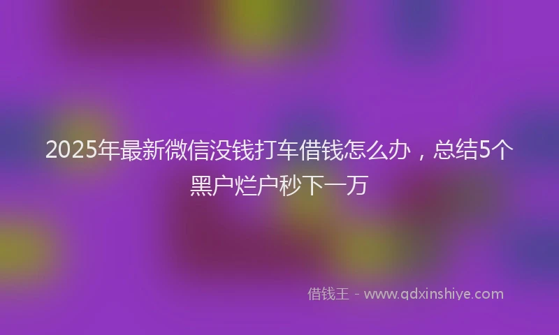 2025年最新微信没钱打车借钱怎么办，总结5个黑户烂户秒下一万