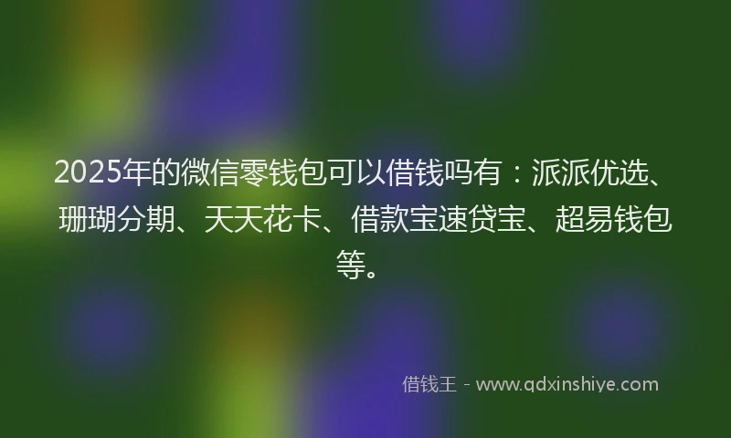 2025年的微信零钱包可以借钱吗有：派派优选、珊瑚分期、天天花卡、借款宝速贷宝、超易钱包等。