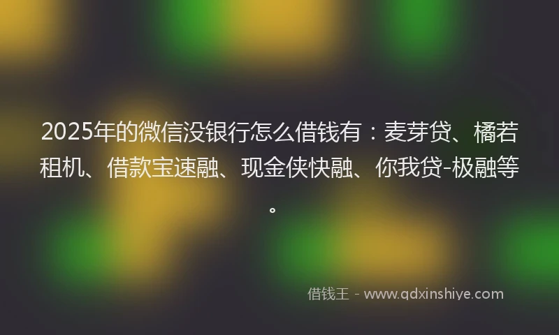 2025年的微信没银行怎么借钱有：麦芽贷、橘若租机、借款宝速融、现金侠快融、你我贷-极融等。