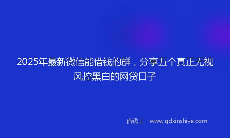 2025年最新微信能借钱的群，分享五个真正无视风控黑白的网贷口子