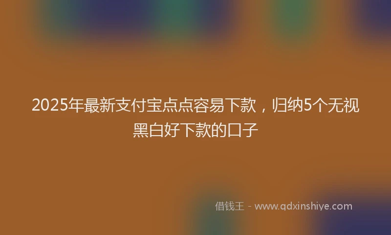 2025年最新支付宝点点容易下款，归纳5个无视黑白好下款的口子