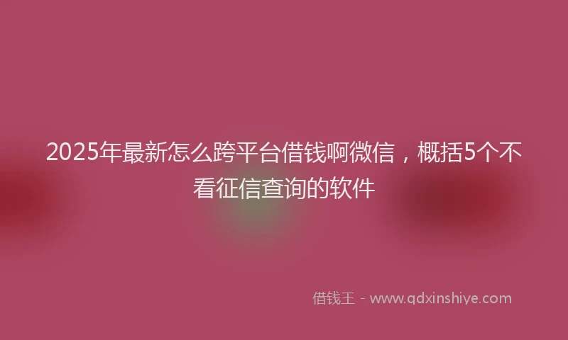 2025年最新怎么跨平台借钱啊微信，概括5个不看征信查询的软件