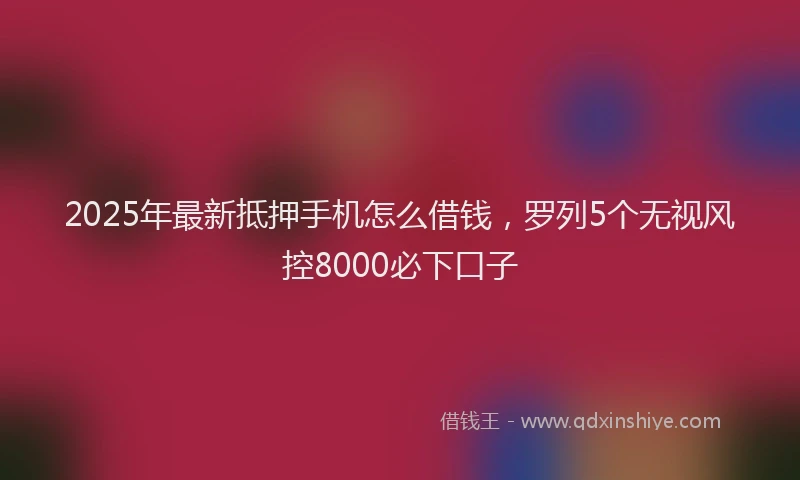 2025年最新抵押手机怎么借钱，罗列5个无视风控8000必下口子
